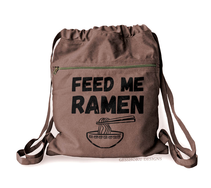 Feed Me Ramen Cinch Backpack - Brown