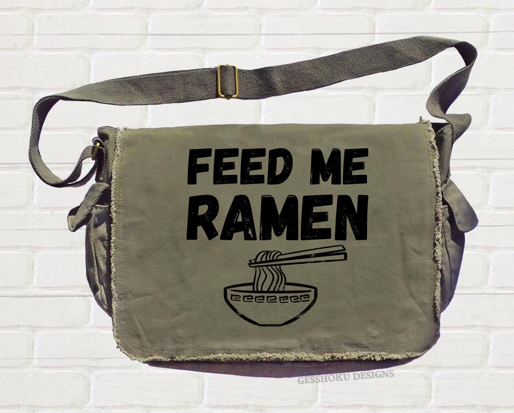 Feed Me Ramen Messenger Bag - Khaki Green