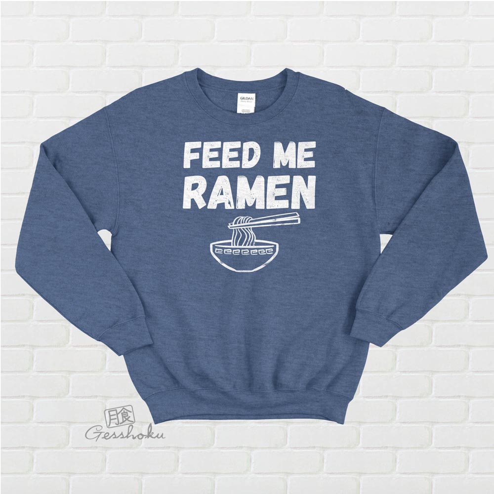 Feed Me Ramen Crewneck Sweatshirt - Heather Blue