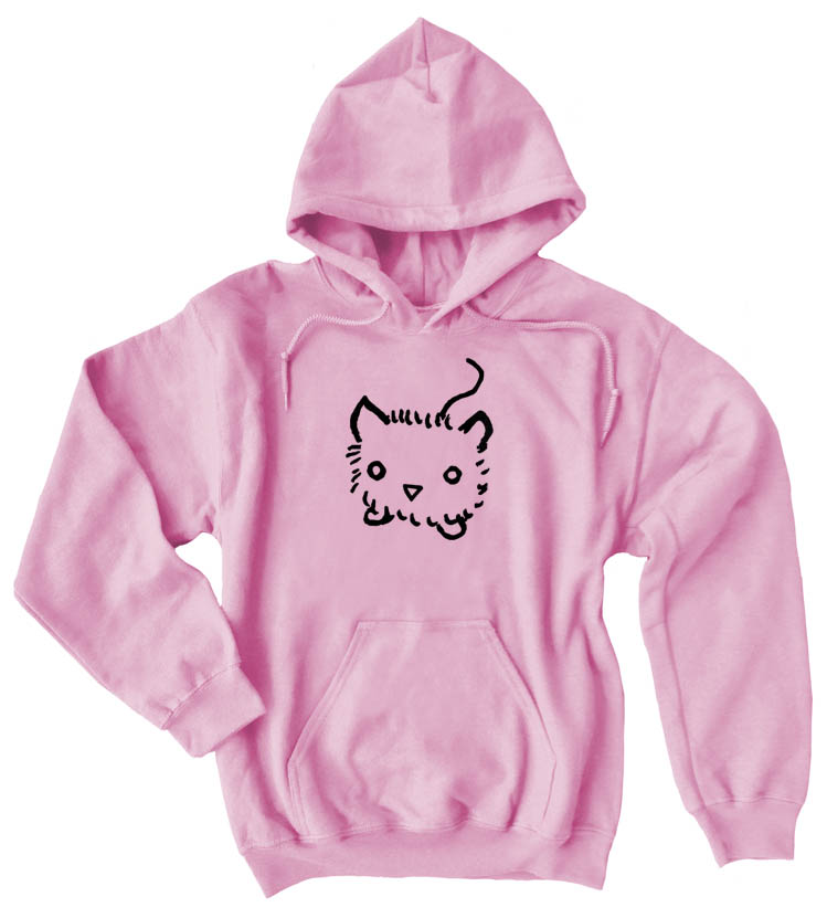 Fuzzy Kitten Pullover Hoodie - Light Pink