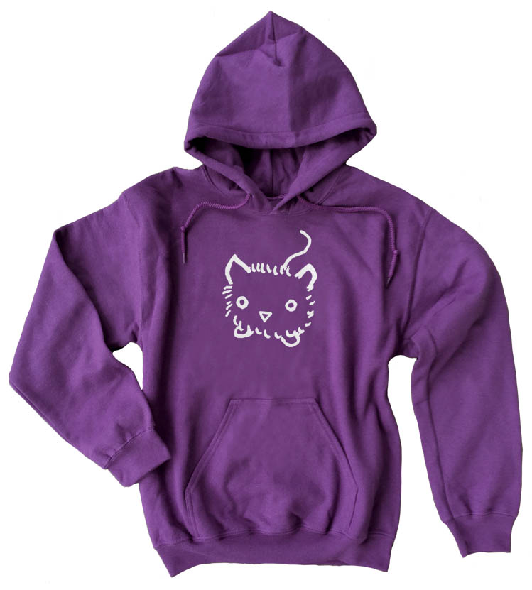 Fuzzy Kitten Pullover Hoodie - Purple