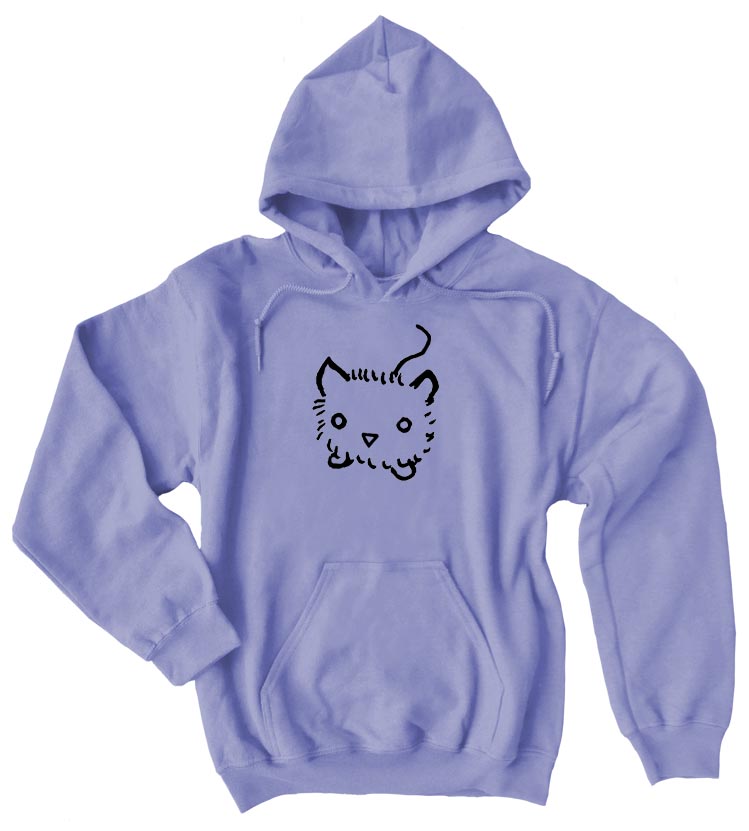 Fuzzy Kitten Pullover Hoodie - Violet