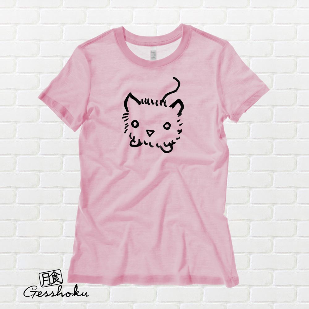 Fuzzy Kitten Ladies T-shirt - Light Pink