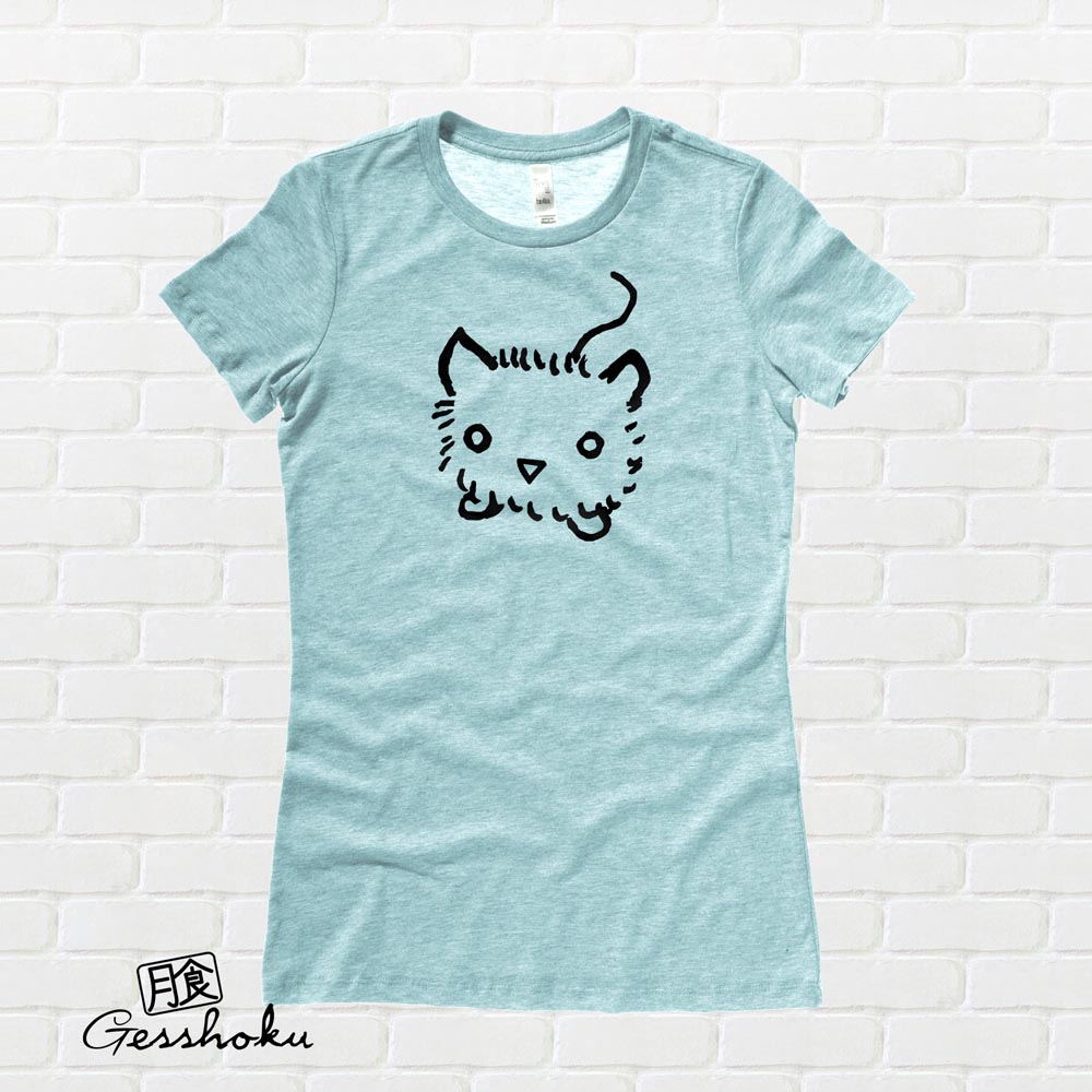 Fuzzy Kitten Ladies T-shirt - Seafoam