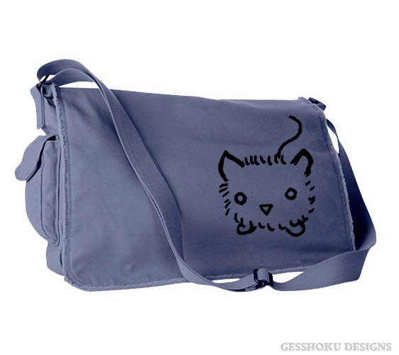 Fuzzy Kitten Messenger Bag - Denim Blue