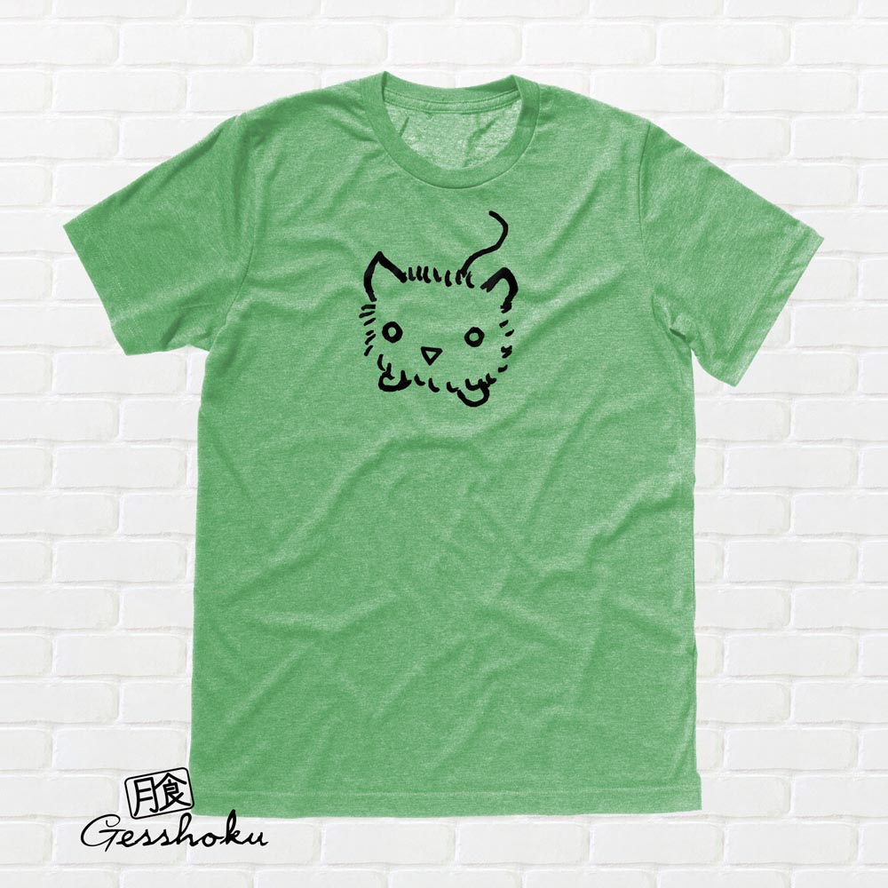 Fuzzy Kitten T-shirt - Heather Green