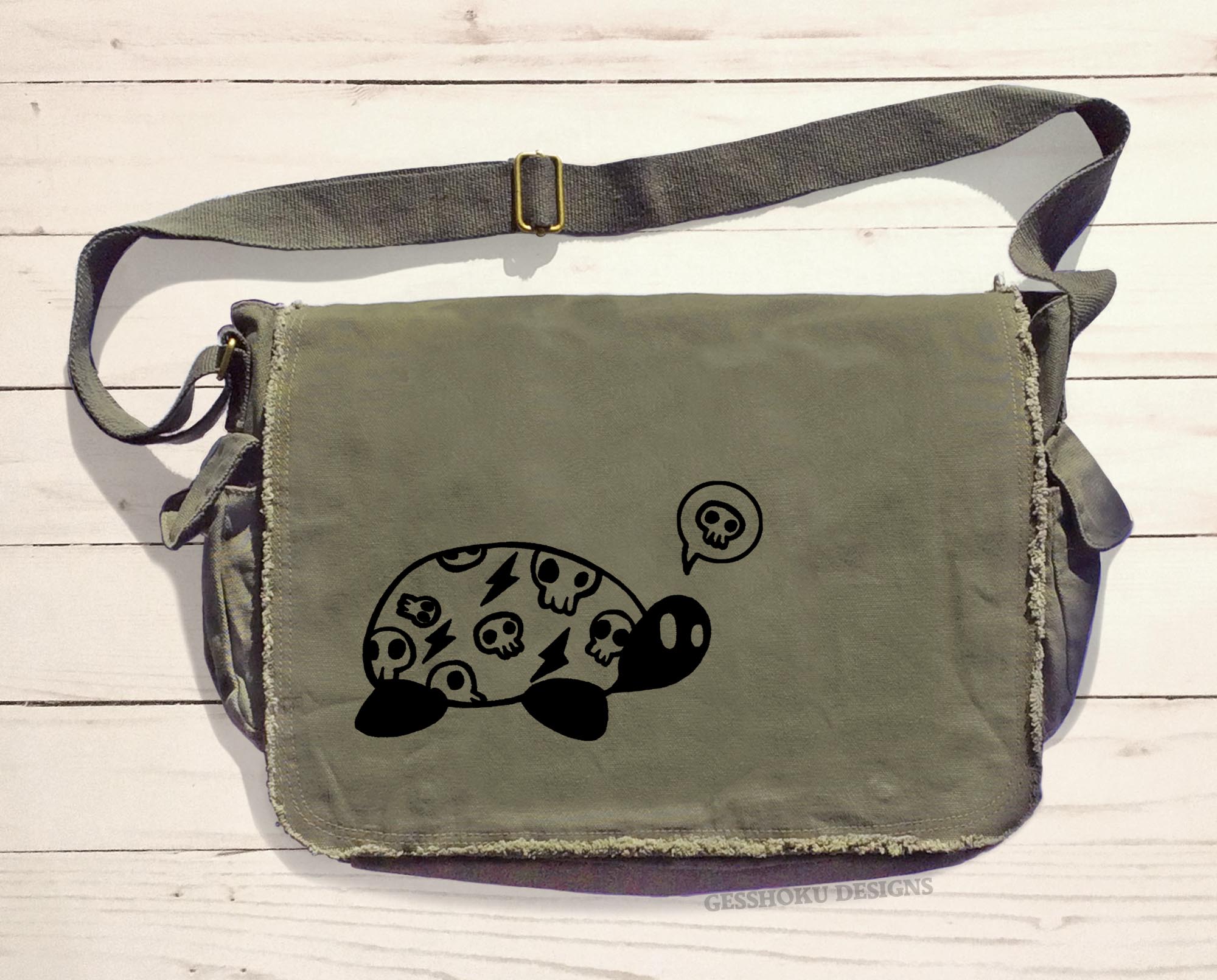 Harajuku Kame Turtle Messenger Bag - Khaki Green