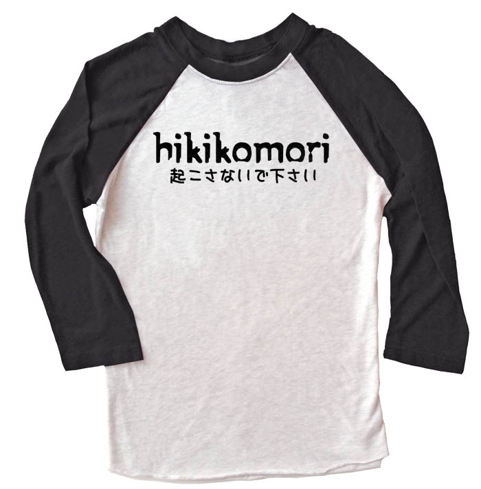 Hikikomori Raglan T-shirt 3/4 Sleeve - Black/White