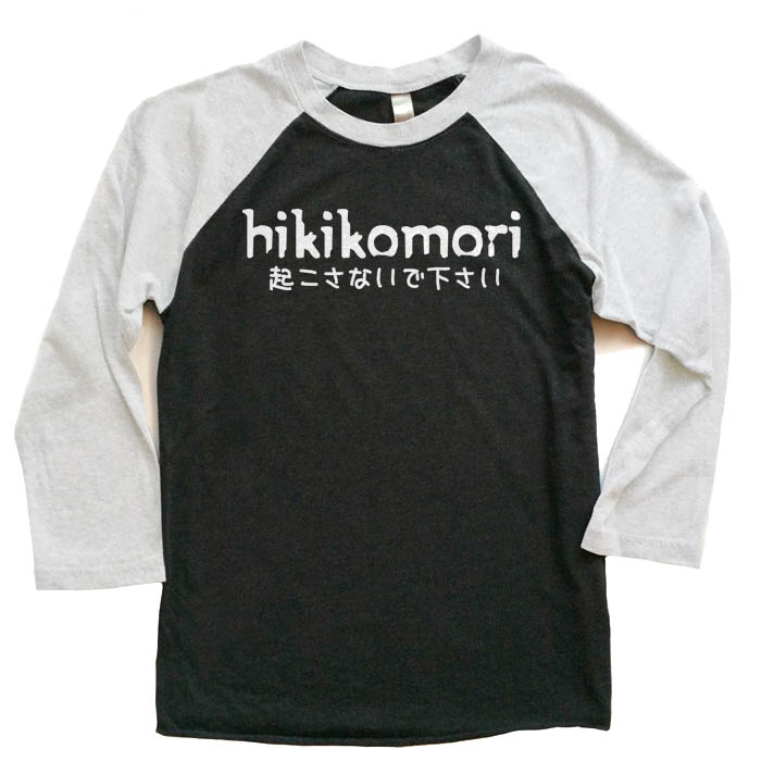 Hikikomori Raglan T-shirt 3/4 Sleeve - White/Black