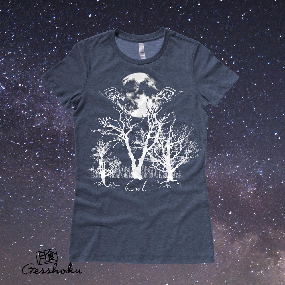 Howl: Eyes of the Night Forest Ladies T-shirt - Heather Navy