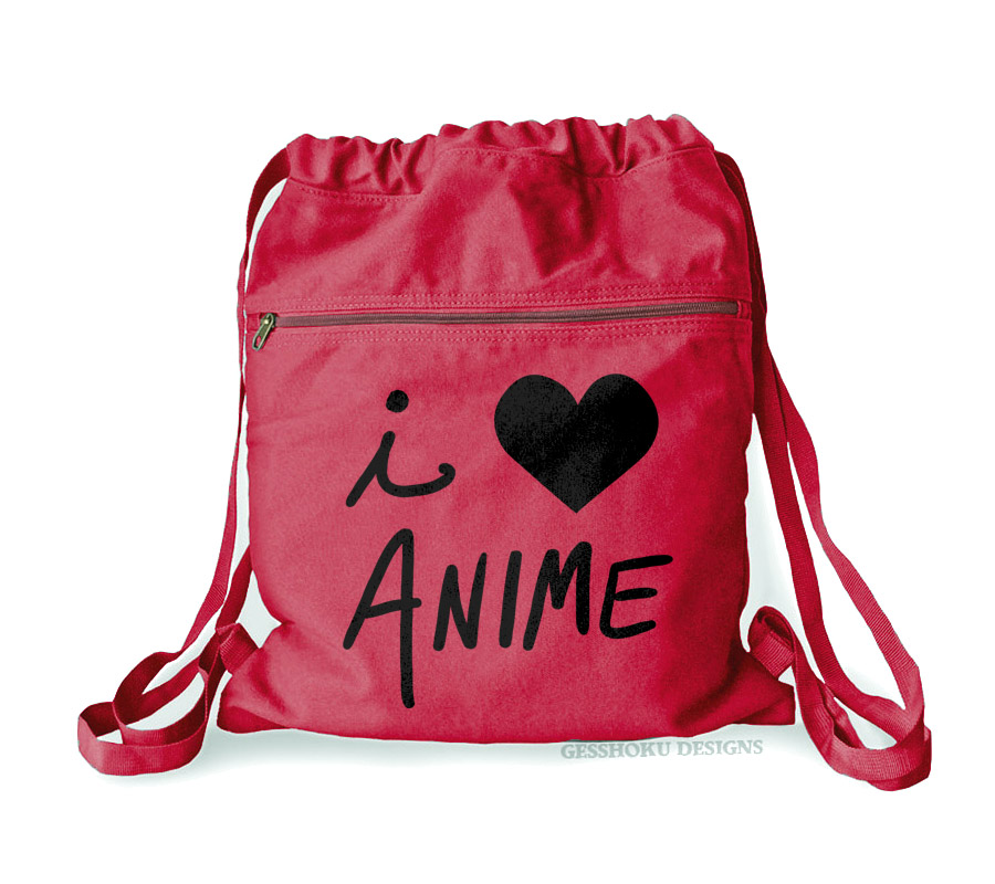 I Love Anime Cinch Backpack - Red