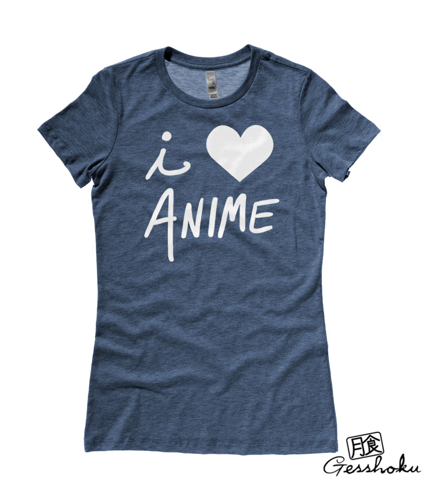 I Love Anime Ladies T-shirt - Heather Navy