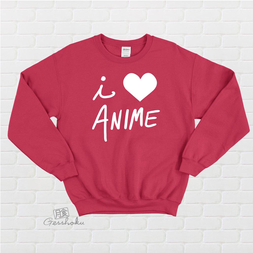 I Love Anime Crewneck Sweatshirt - Red