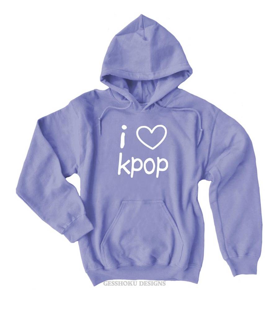 I Love Kpop Pullover Hoodie - Violet