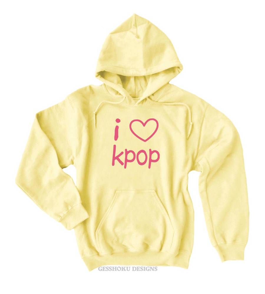 I Love Kpop Pullover Hoodie - Yellow