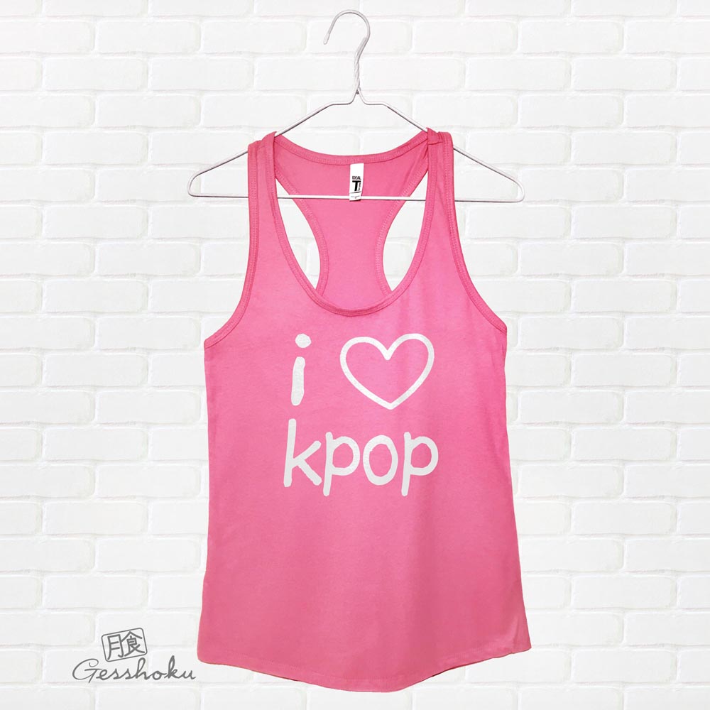 I Love Kpop Flowy Tank Top - Hot Pink
