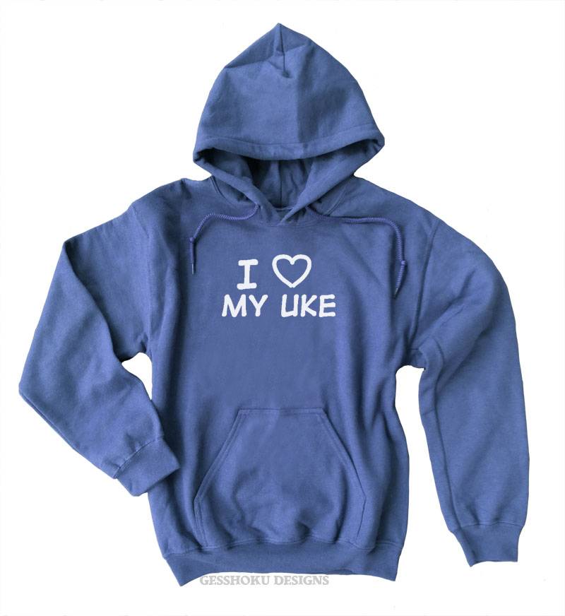 I Love My Uke Pullover Hoodie - Heather Blue