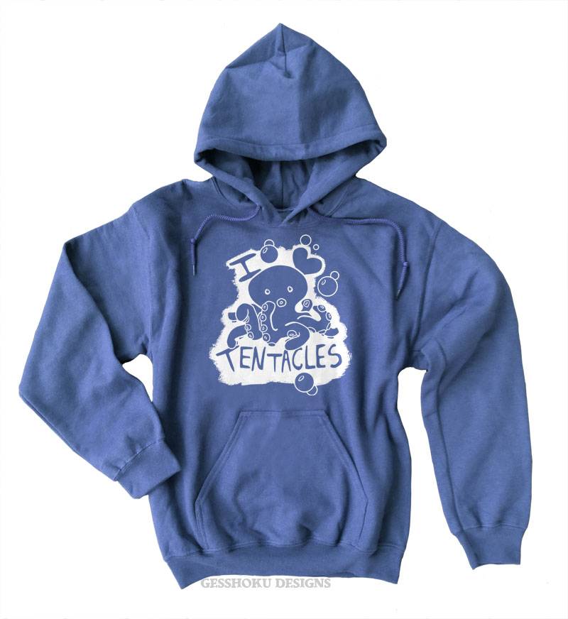 I Love Tentacles Pullover Hoodie - Heather Blue