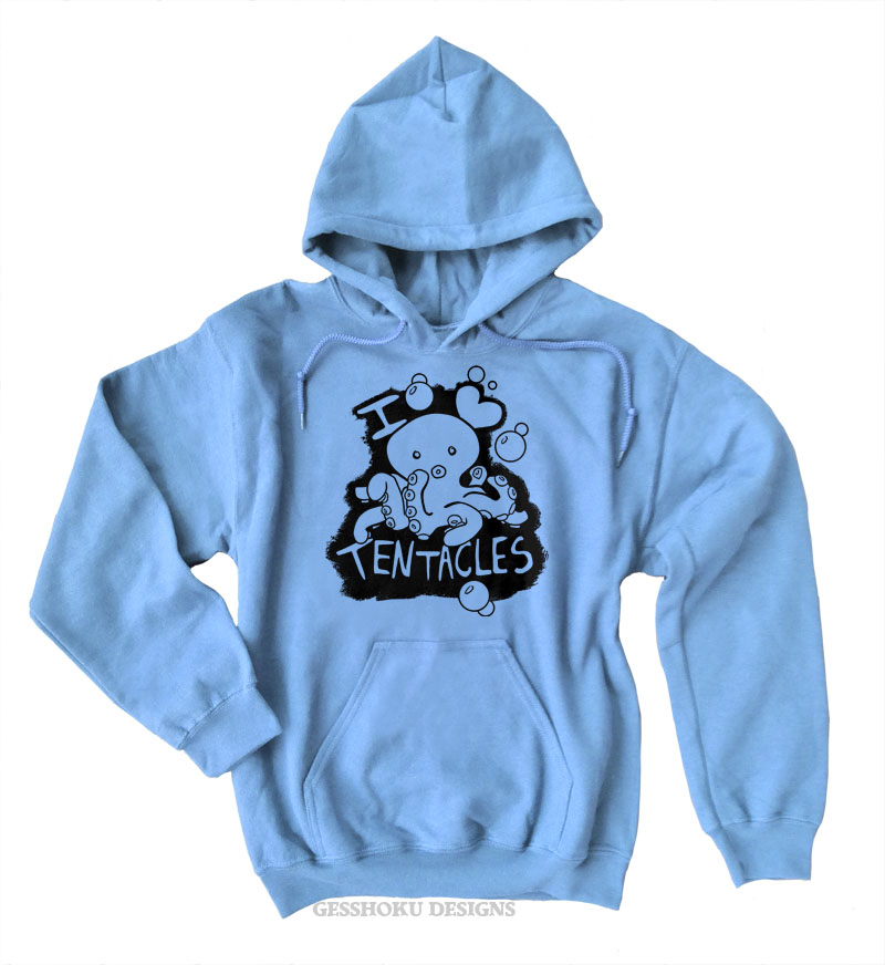 I Love Tentacles Pullover Hoodie - Light Blue