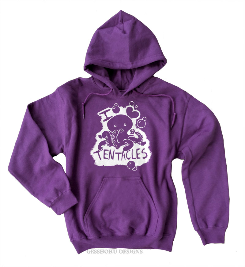 I Love Tentacles Pullover Hoodie - Purple
