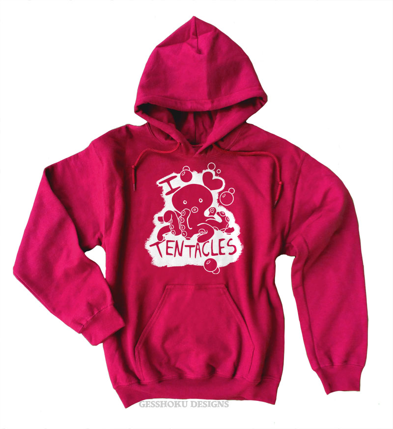 I Love Tentacles Pullover Hoodie - Red