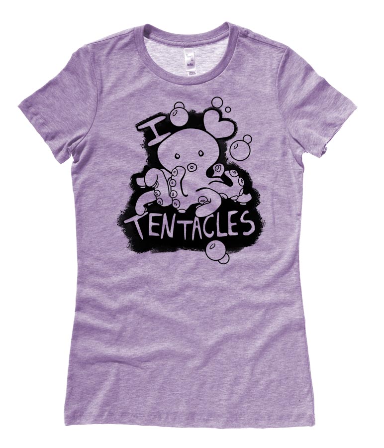 I Love Tentacles Ladies T-shirt - Heather Purple