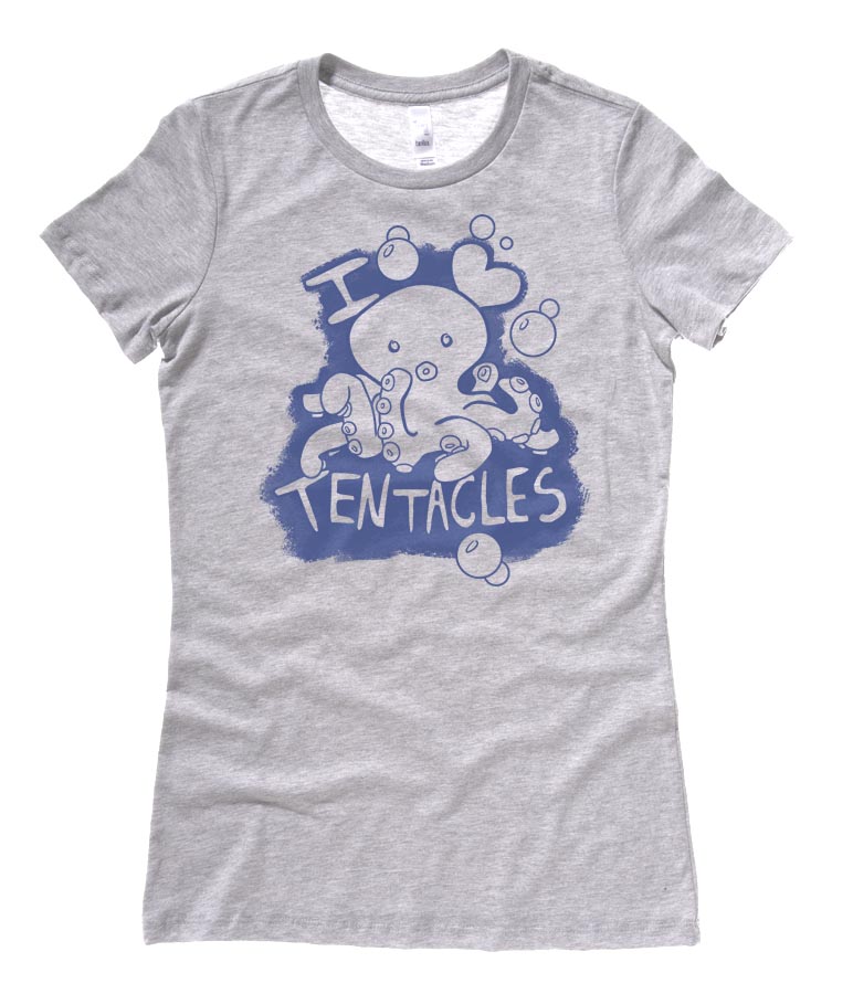 I Love Tentacles Ladies T-shirt - Light Grey
