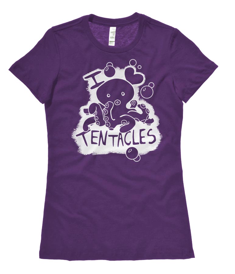 I Love Tentacles Ladies T-shirt - Purple