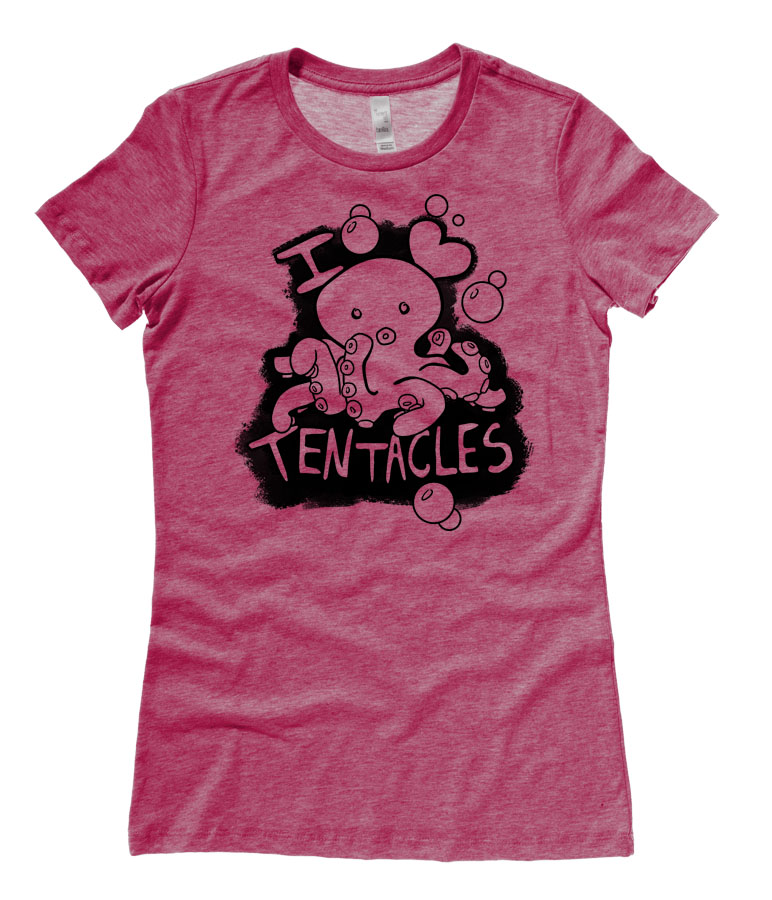 I Love Tentacles Ladies T-shirt - Heather Raspberry