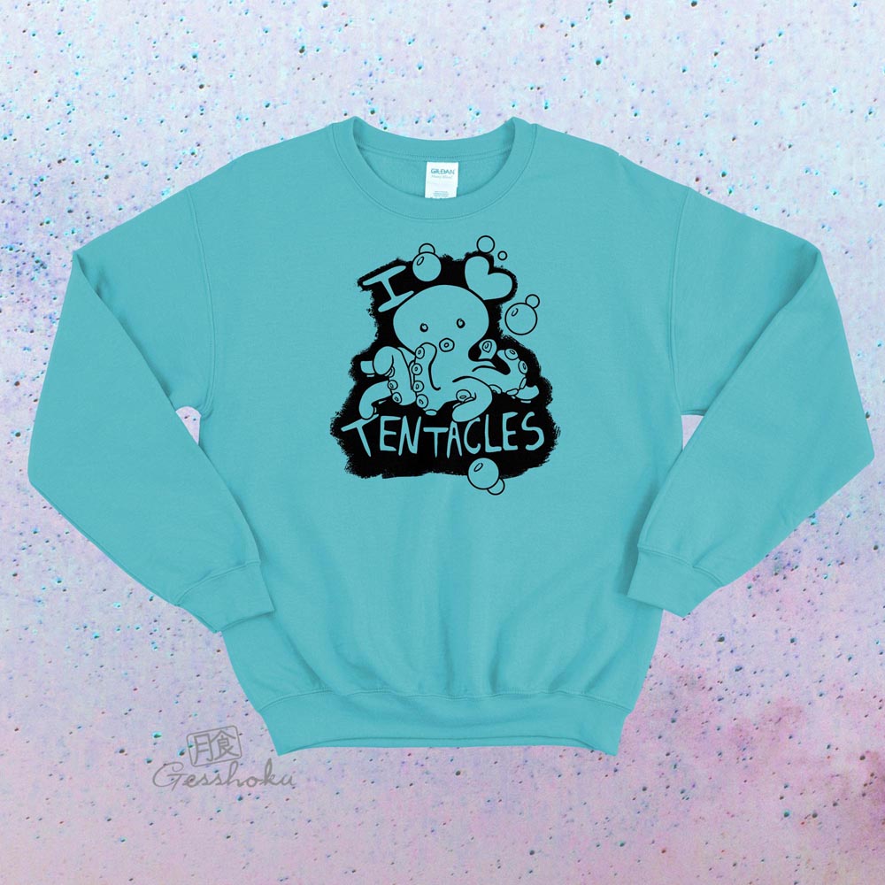 I Love Tentacles Crewneck Sweatshirt - Ocean Blue