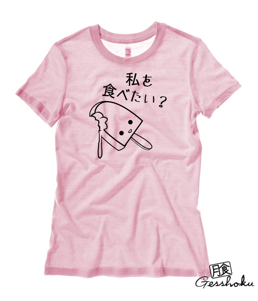 Eat Me? Kawaii Ice Cream Ladies T-shirt - Light Pink