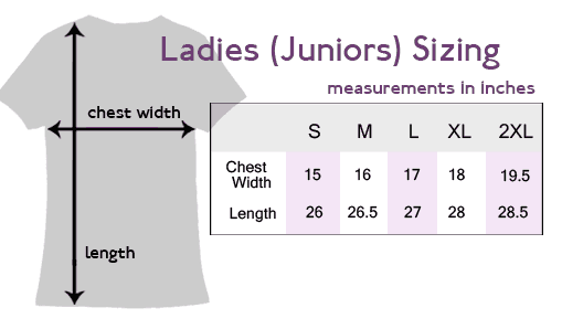 Size Chart Ladies T-shirts