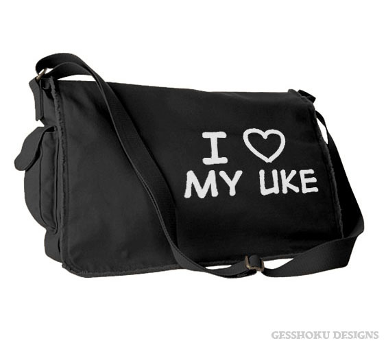 I Love my Uke Messenger Bag - Black