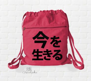 Live in the Moment Kanji Cinch Backpack