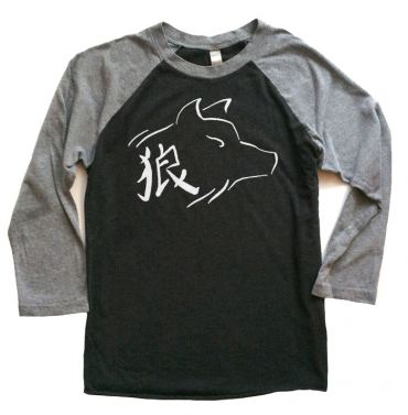 Ookami Wolf Raglan T-shirt 3/4 Sleeve