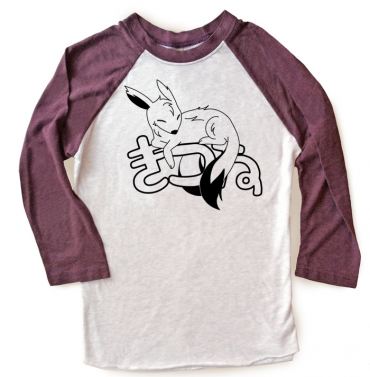 Sleepy Kitsune Raglan T-shirt 3/4 Sleeve