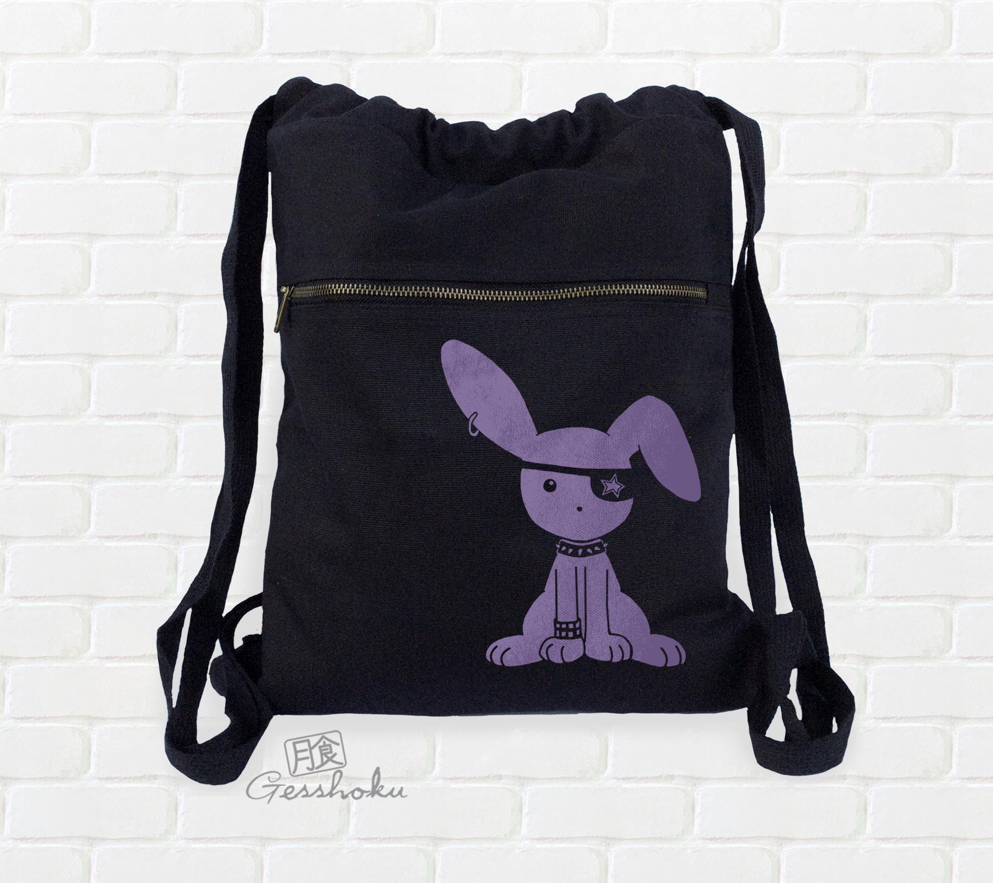 Jrock Bunny Cinch Backpack - Black/Purple