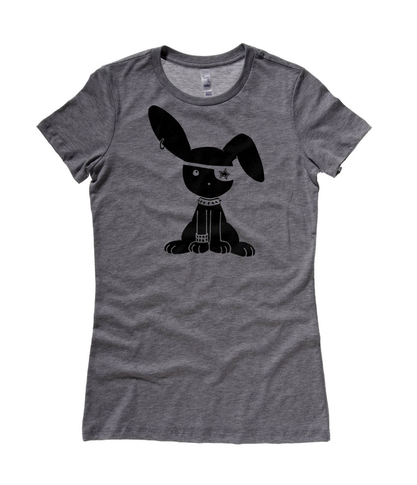 Gothic Jrock Bunny Ladies T-shirt - Charcoal Grey