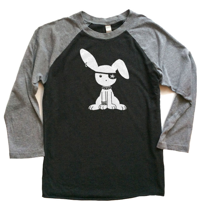 Jrock Bunny Raglan T-shirt 3/4 Sleeve - Grey/Black