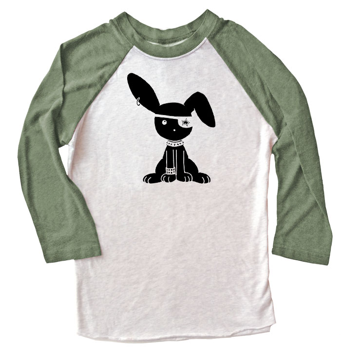Jrock Bunny Raglan T-shirt 3/4 Sleeve - Olive/White