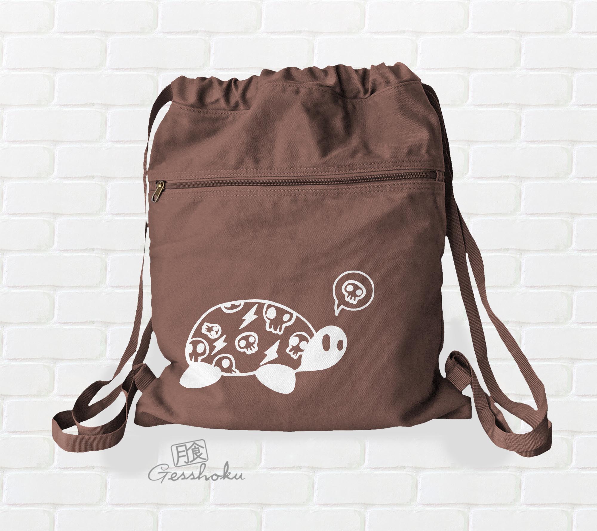 Harajuku Kame Turtle Cinch Backpack - Brown
