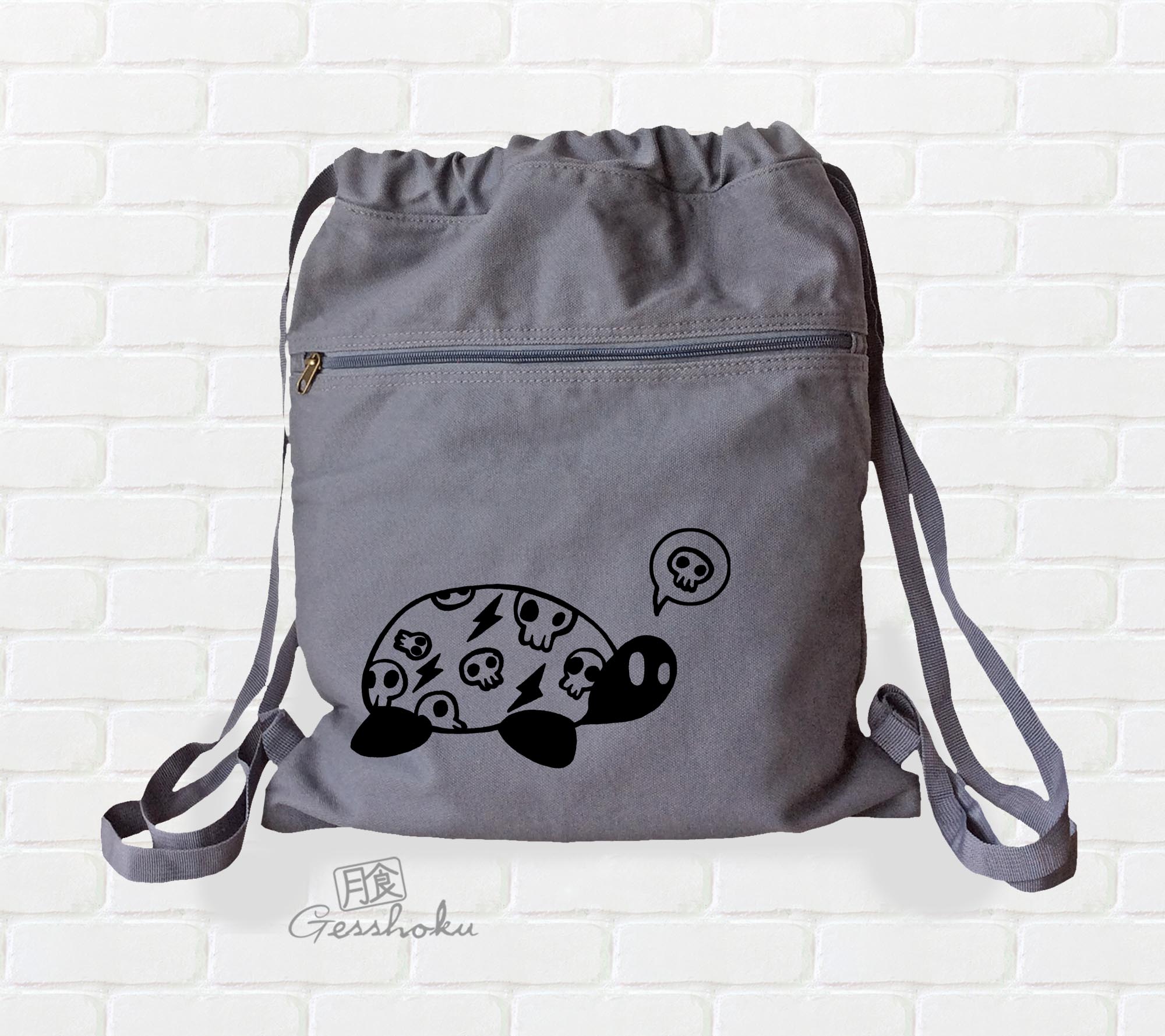 Harajuku Kame Turtle Cinch Backpack - Smoke Grey