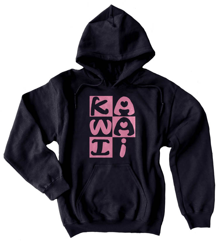 Kawaii Block Pullover Hoodie - Pink/Black