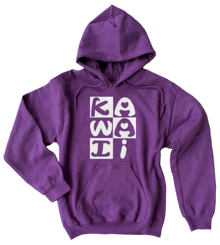 Kawaii Block Pullover Hoodie - Purple