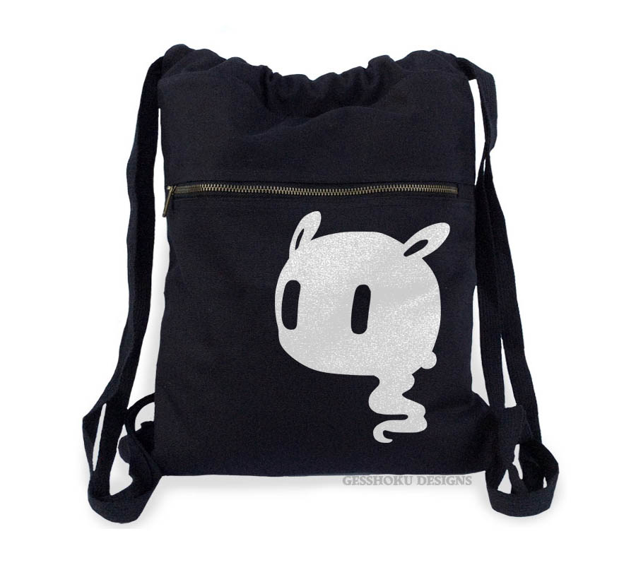 Kawaii Ghost Cinch Backpack - Black