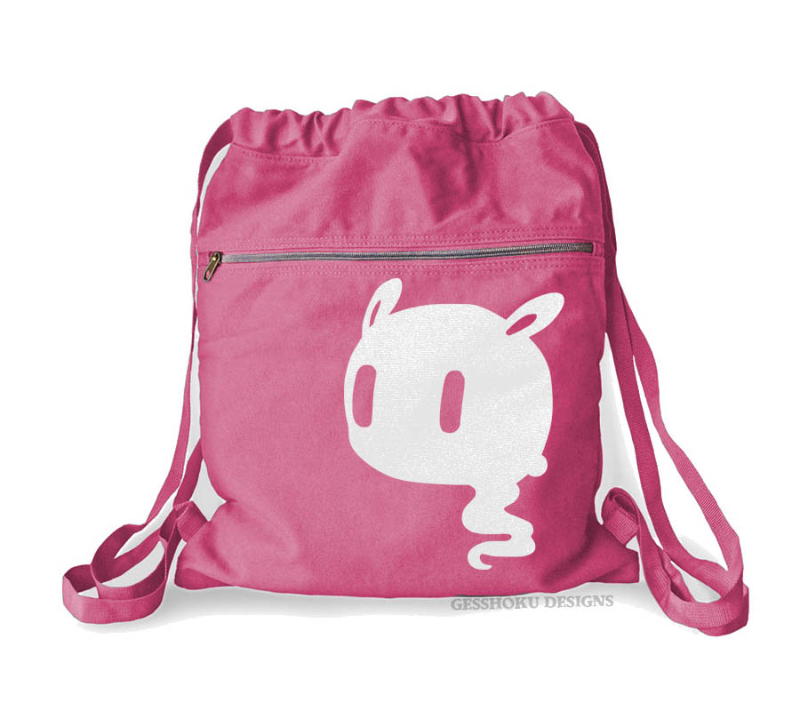 Kawaii Ghost Cinch Backpack - Raspberry