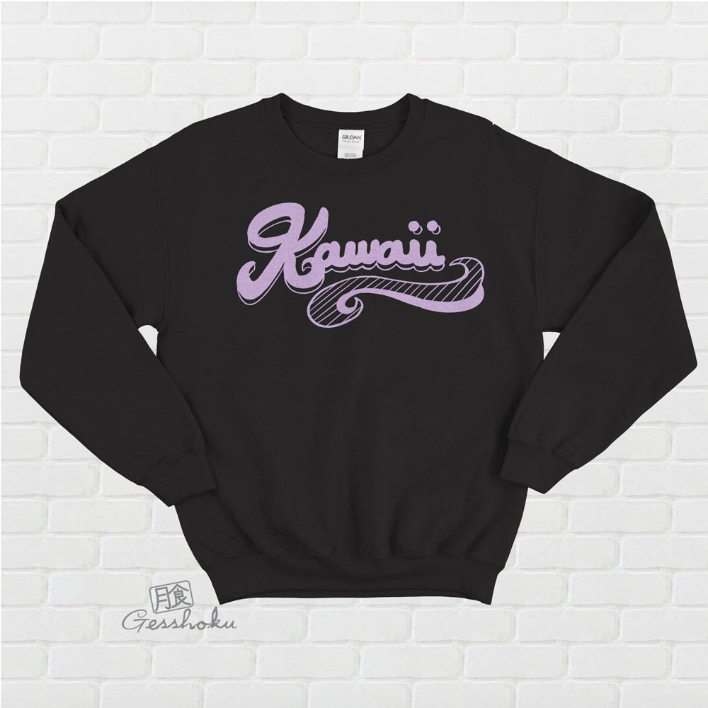 Kawaii Retro Crewneck Sweatshirt - Purple/Black