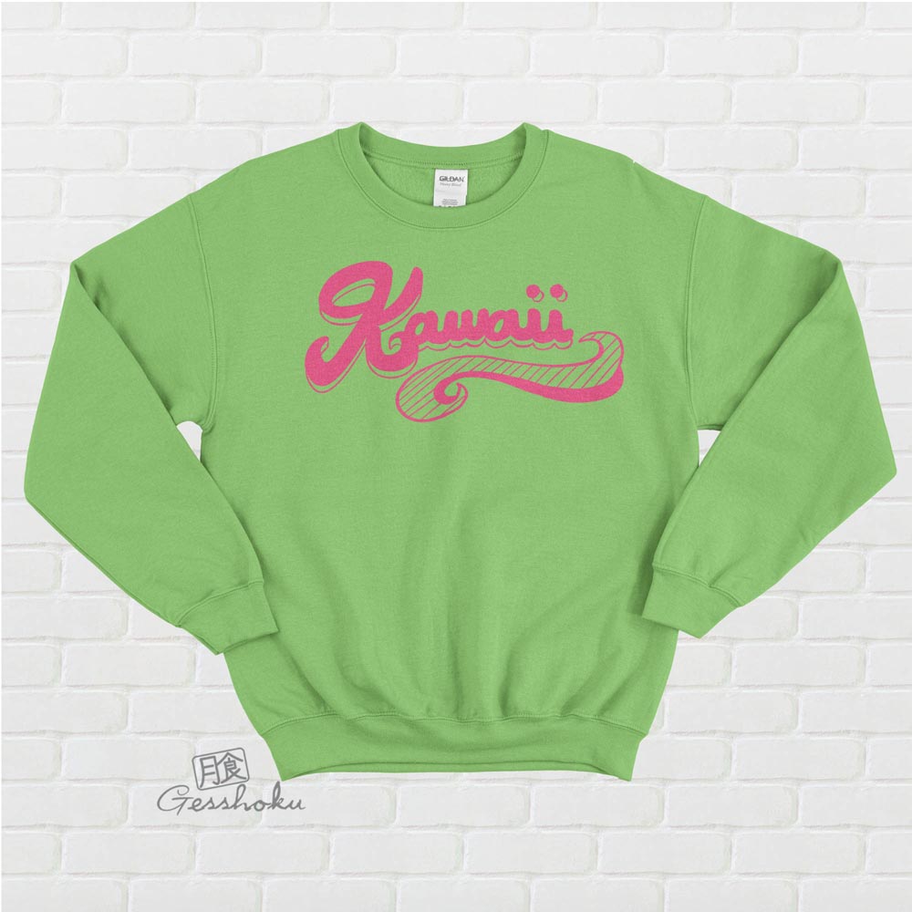 Kawaii Retro Crewneck Sweatshirt - Lime Green
