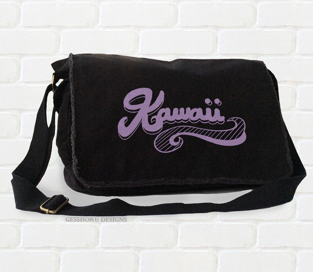 Kawaii Retro Messenger Bag - Black/Purple