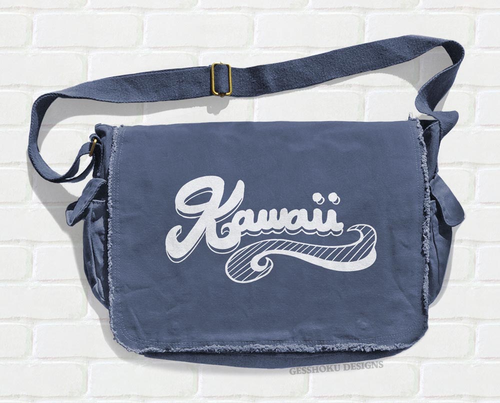 Kawaii Retro Messenger Bag - Denim Blue